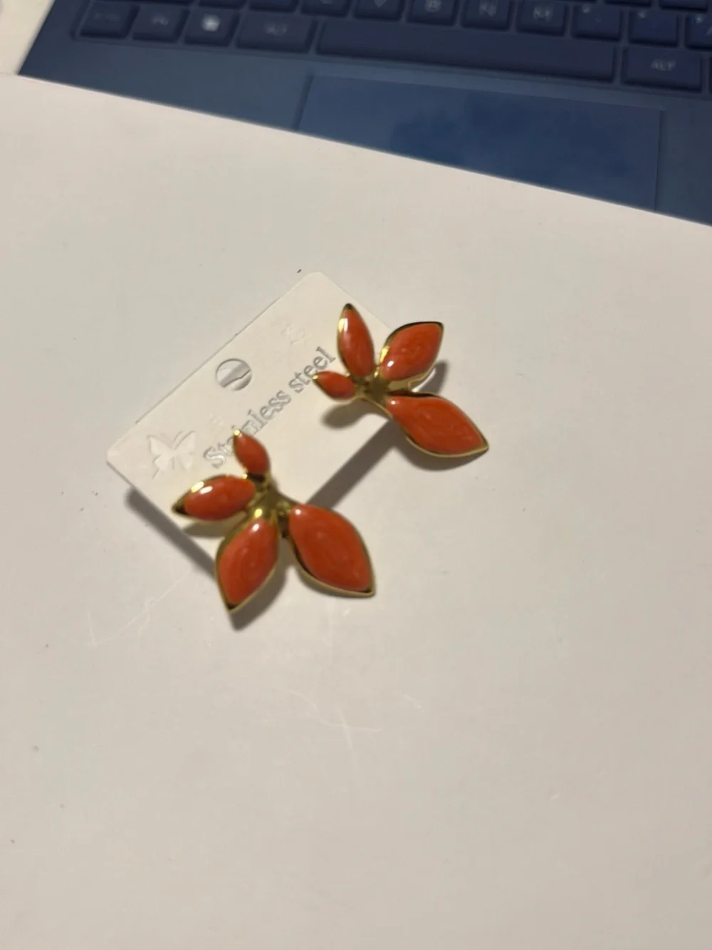 Orange Leaf Petal Stainless Steel Earrings